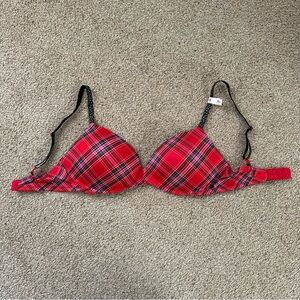 Victoria’s Secret 36D Wireless Push Up Bra - Plaid Red/Pink